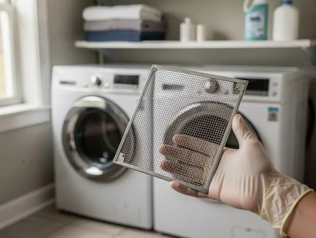 Hawthorne Dryer Vent Cleaning specialist performing detailed lint trap cleaning service in Hawthorne