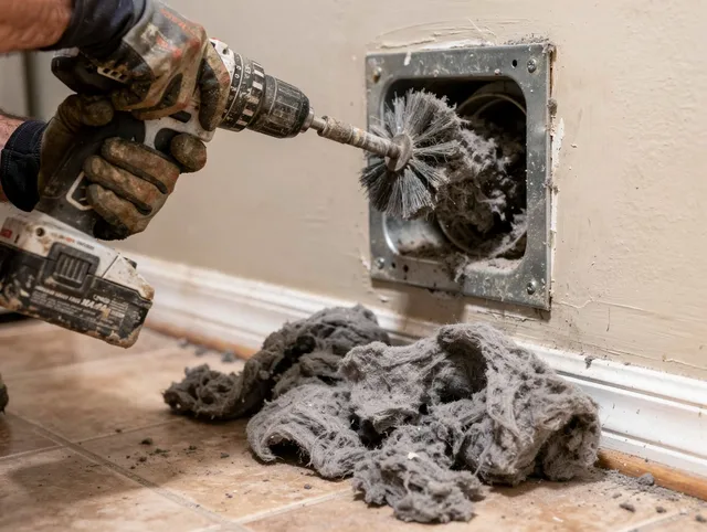 Certified Hawthorne Dryer Vent Cleaning technician performing dryer vent cleaning in Hawthorne