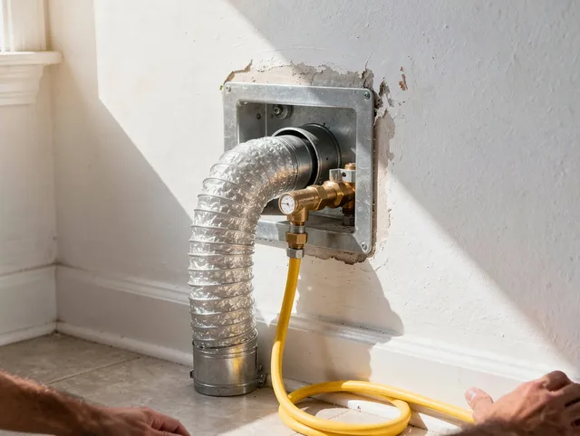 Hawthorne Dryer Vent Cleaning certified technician performing specialized gas dryer vent cleaning in Hawthorne